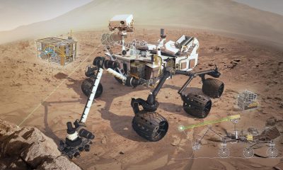 Le robot Curiosity et quelques instruments embarqués.